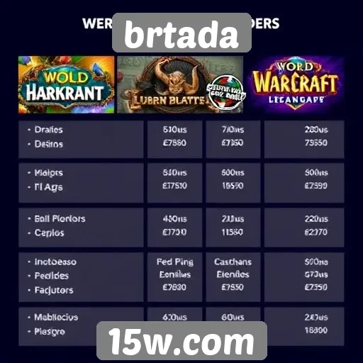 Comparativo de jogos populares na brtada